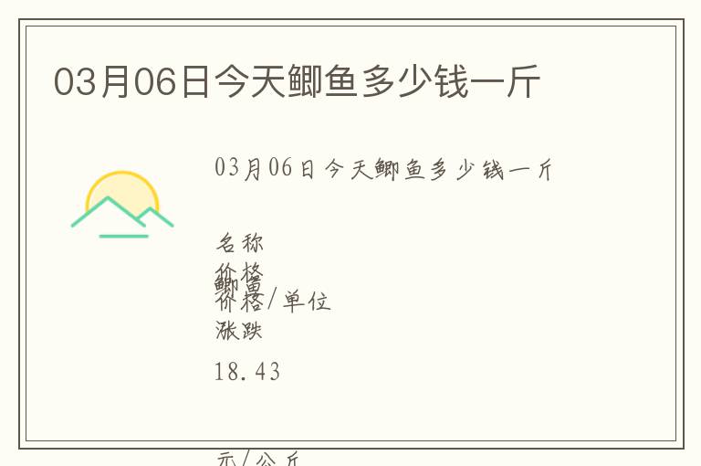 03月06日今天鯽魚多少錢一斤