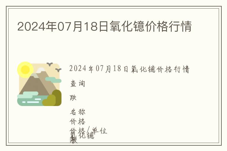 2024年07月18日氧化鐿價(jià)格行情
