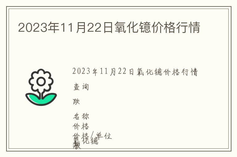 2023年11月22日氧化鐿價格行情