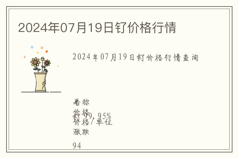 2024年07月19日釕價格行情