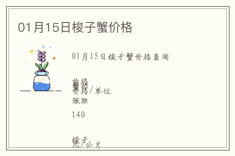 01月15日梭子蟹價(jià)格