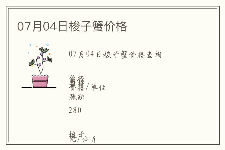 07月04日梭子蟹價格