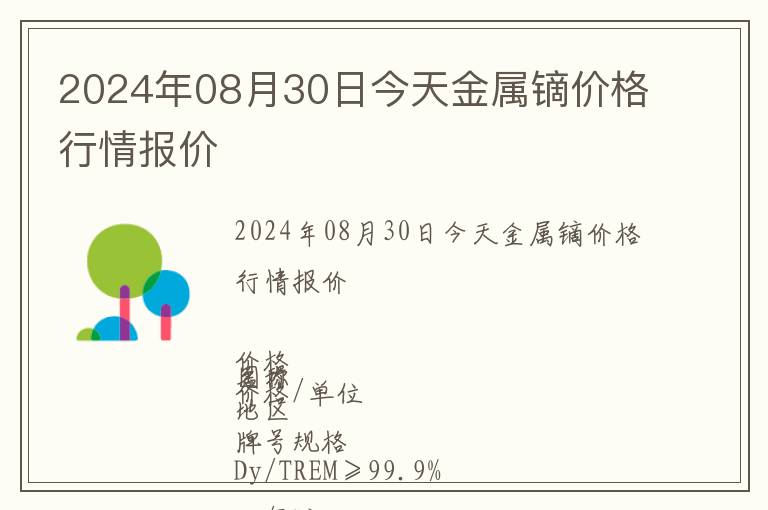 2024年08月30日今天金屬鏑價格行情報價