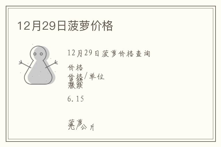 12月29日菠蘿價格