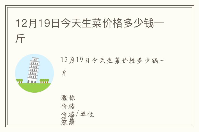 12月19日今天生菜價格多少錢一斤