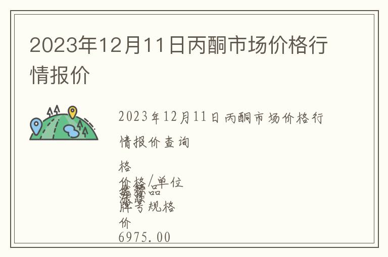 2023年12月11日丙酮市場價格行情報價