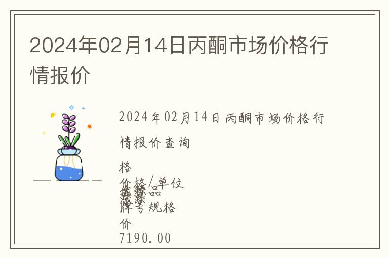 2024年02月14日丙酮市場價格行情報價