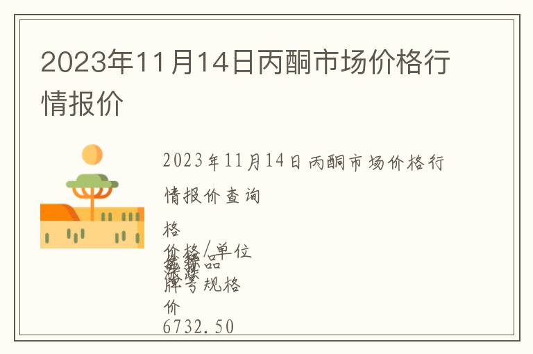 2023年11月14日丙酮市場價格行情報價