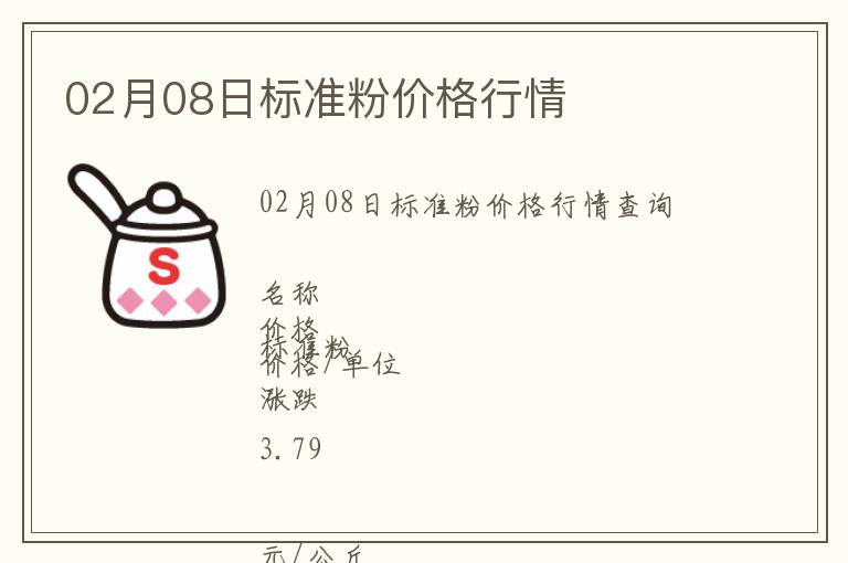 02月08日標(biāo)準(zhǔn)粉價(jià)格行情