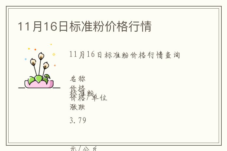 11月16日標準粉價格行情