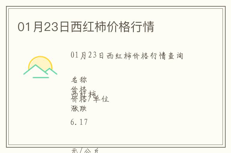 01月23日西紅柿價格行情