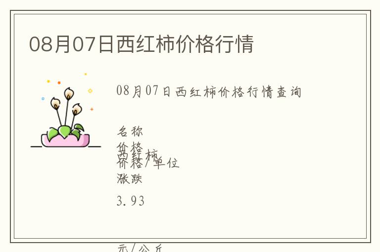 08月07日西紅柿價格行情