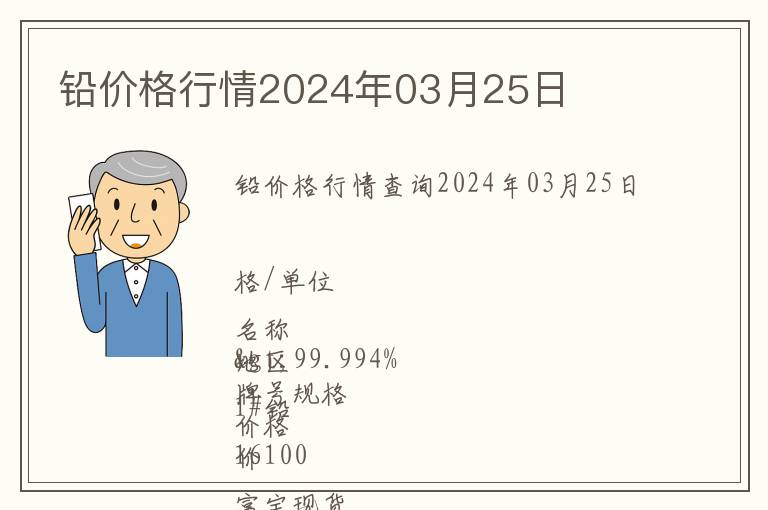 鉛價格行情2024年03月25日
