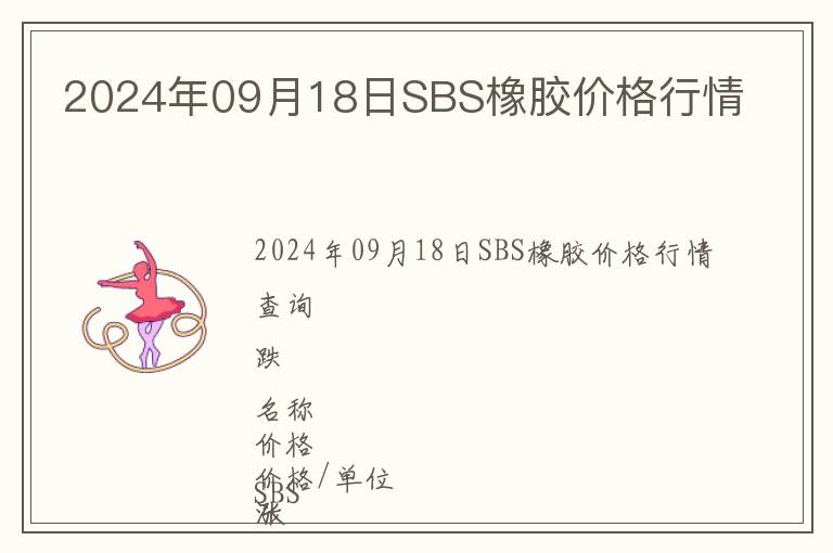 2024年09月18日SBS橡膠價(jià)格行情