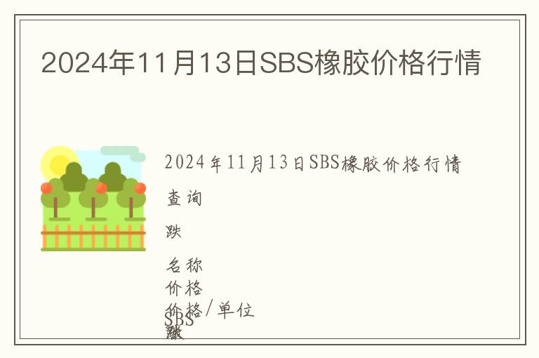 2024年11月13日SBS橡膠價格行情