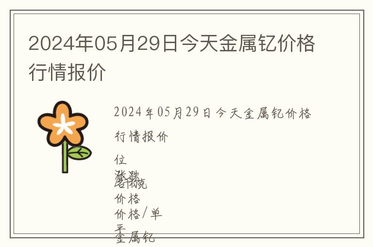 2024年05月29日今天金屬釔價格行情報價