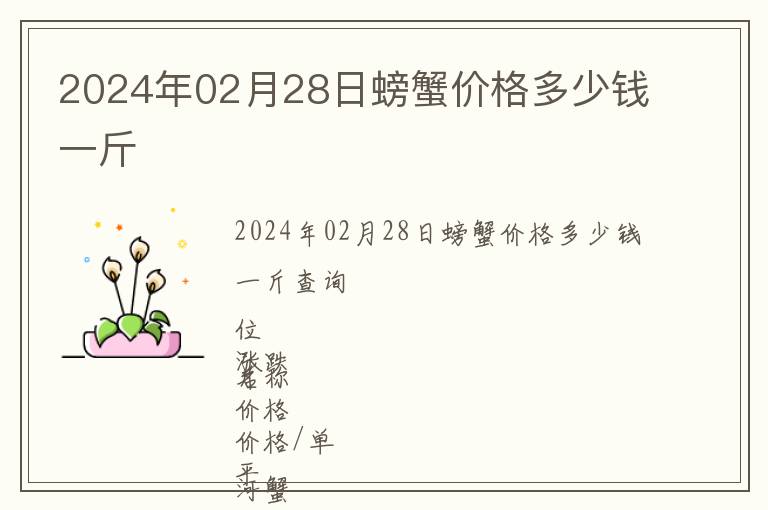 2024年02月28日螃蟹價格多少錢一斤