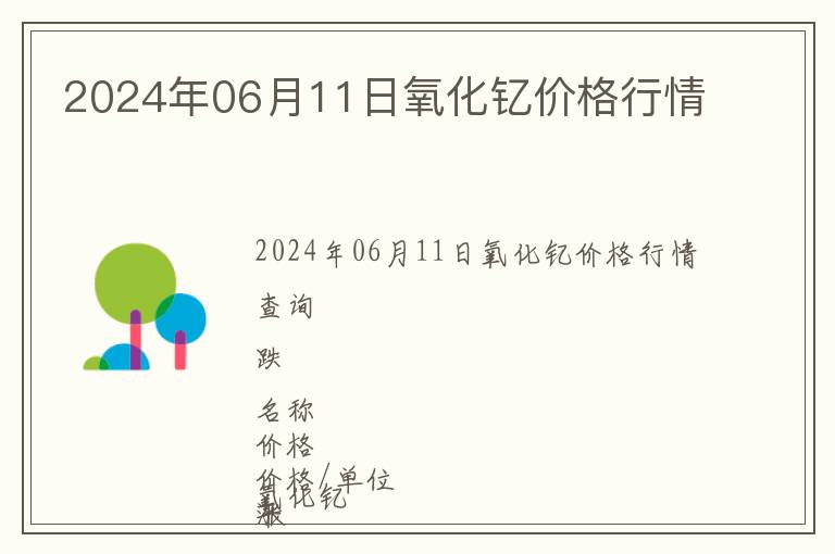 2024年06月11日氧化釔價格行情