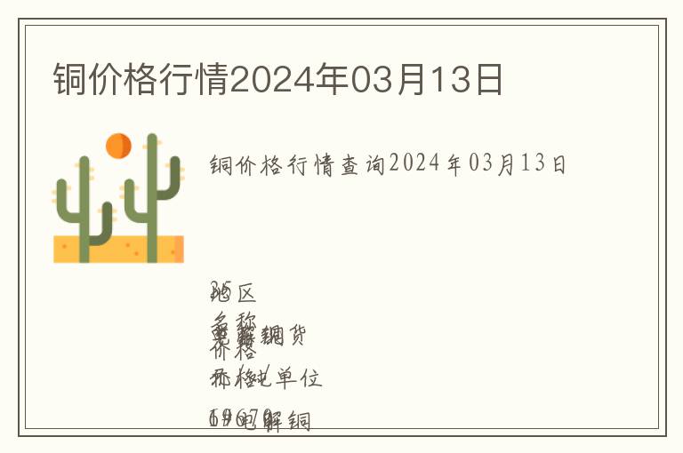 銅價格行情2024年03月13日