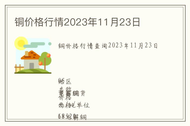 銅價格行情2023年11月23日