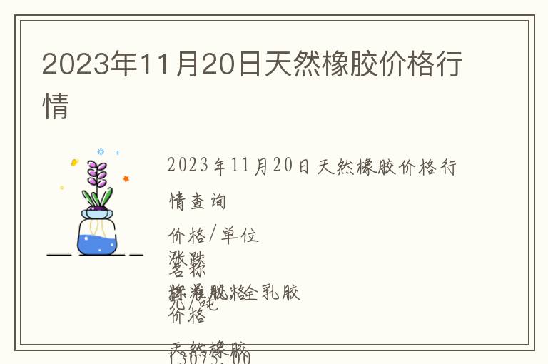 2023年11月20日天然橡膠價格行情