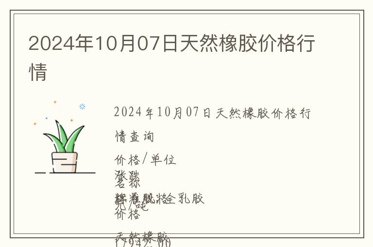 2024年10月07日天然橡膠價(jià)格行情