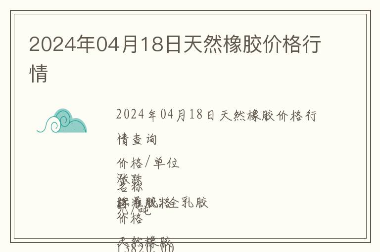 2024年04月18日天然橡膠價(jià)格行情