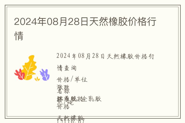 2024年08月28日天然橡膠價格行情