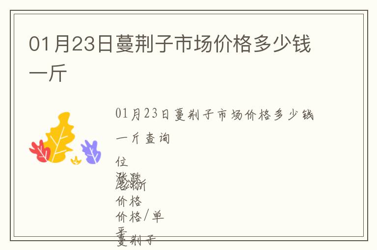 01月23日蔓荊子市場價格多少錢一斤