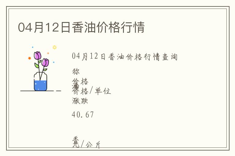 04月12日香油價格行情