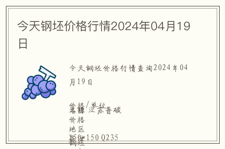 今天鋼坯價格行情2024年04月19日