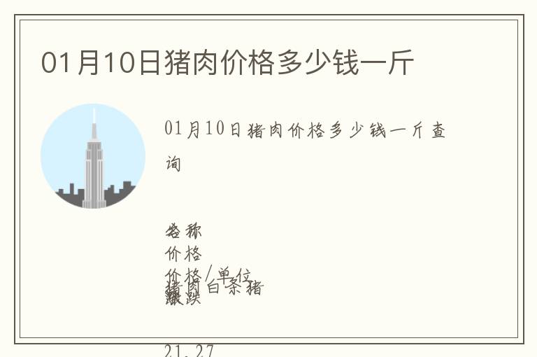 01月10日豬肉價格多少錢一斤