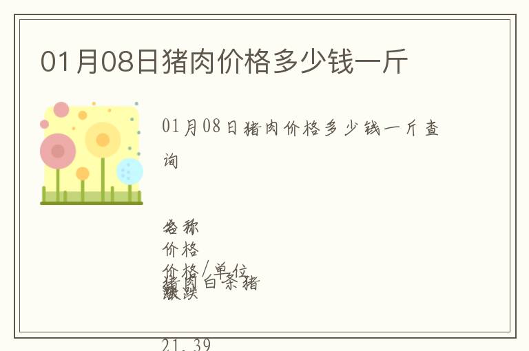 01月08日豬肉價格多少錢一斤