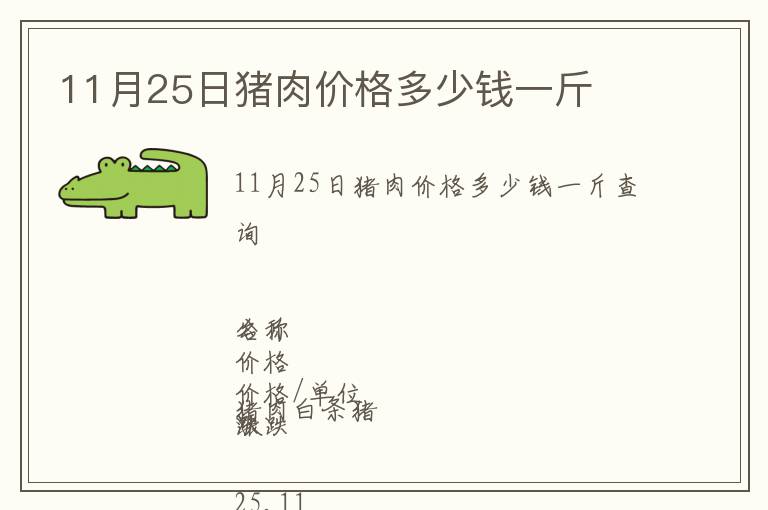 11月25日豬肉價格多少錢一斤