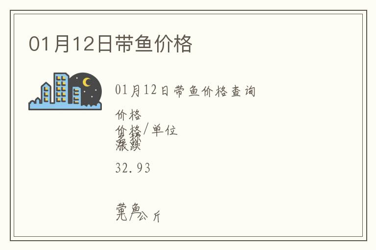 01月12日帶魚價格