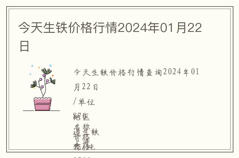 今天生鐵價格行情2024年01月22日