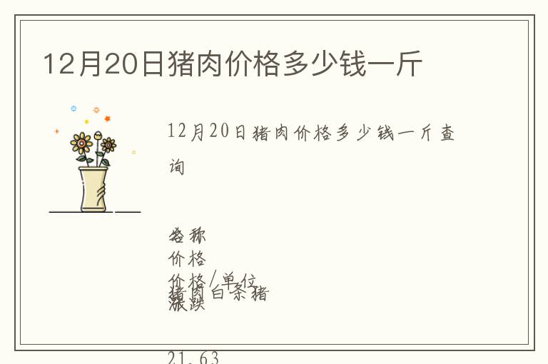 12月20日豬肉價格多少錢一斤