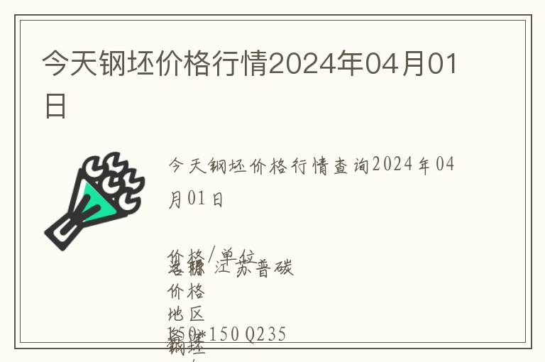 今天鋼坯價格行情2024年04月01日