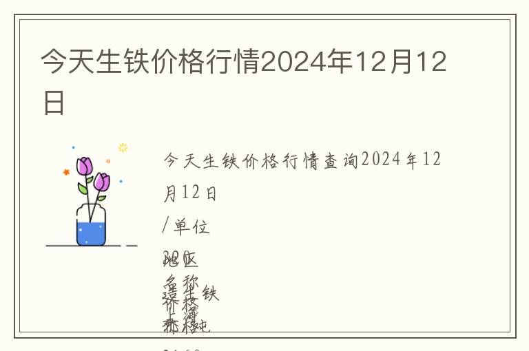 今天生鐵價格行情2024年12月12日
