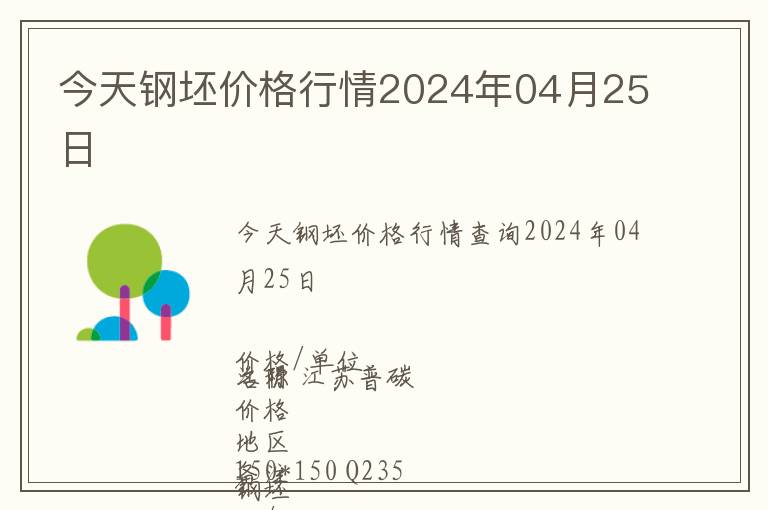 今天鋼坯價格行情2024年04月25日
