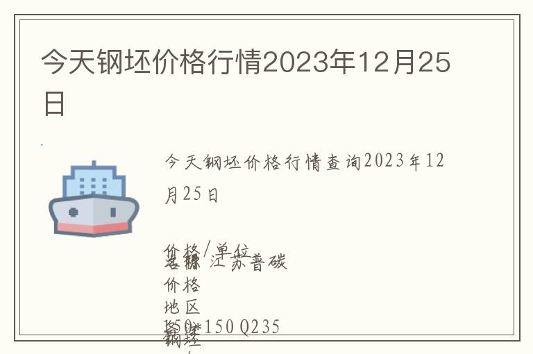 今天鋼坯價格行情2023年12月25日