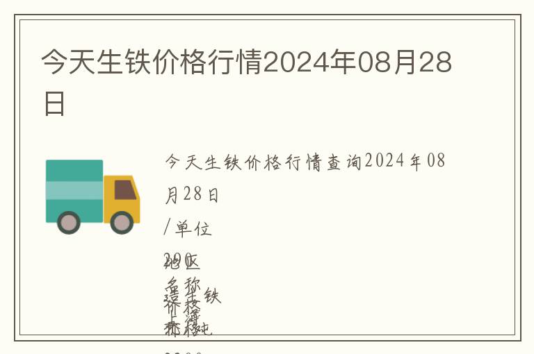 今天生鐵價格行情2024年08月28日