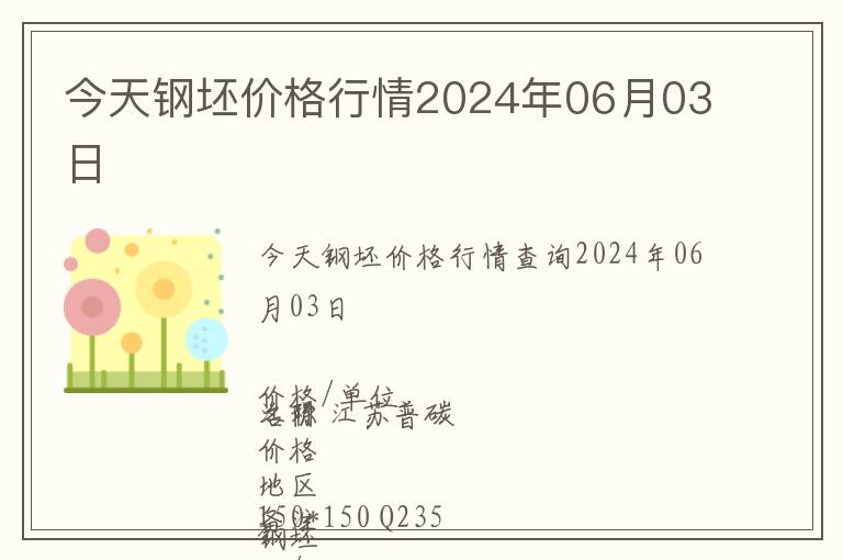 今天鋼坯價格行情2024年06月03日