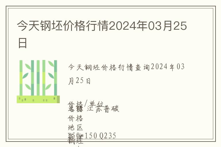 今天鋼坯價格行情2024年03月25日