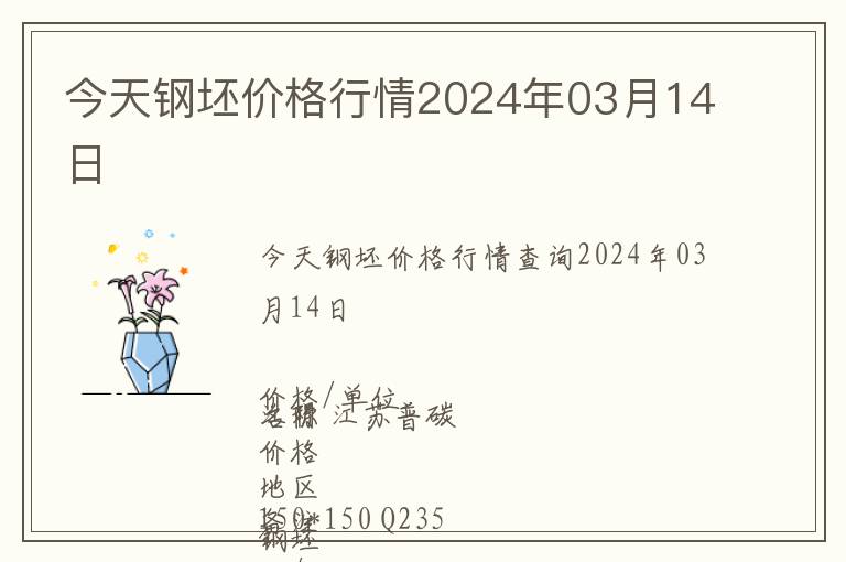 今天鋼坯價格行情2024年03月14日