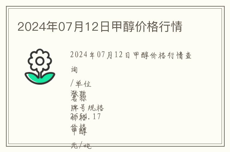 2024年07月12日甲醇價格行情