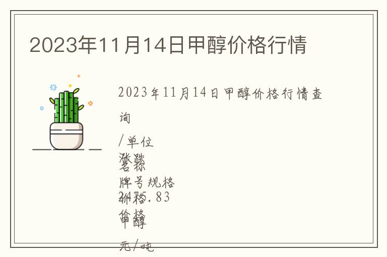 2023年11月14日甲醇價格行情