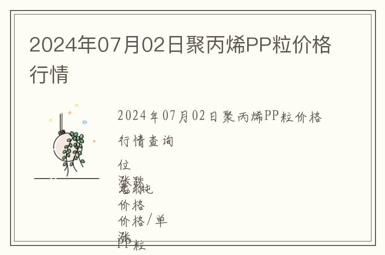2024年07月02日聚丙烯PP粒價格行情