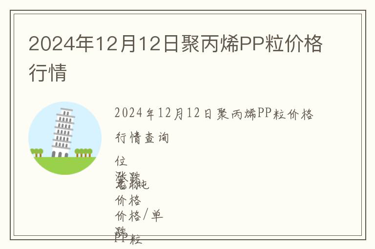 2024年12月12日聚丙烯PP粒價(jià)格行情