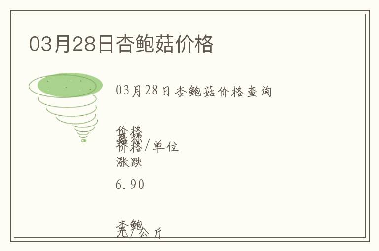 03月28日杏鮑菇價格